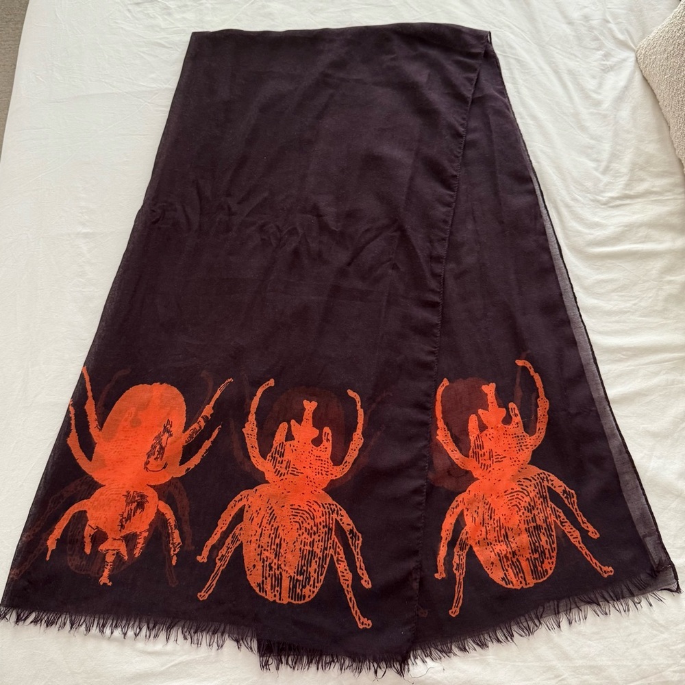 INDIA HICKS Beetle Scarf Purple Orange Shawl Wrap Sarong NEW Lightweight HUGE OS